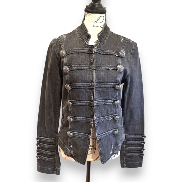 Free People Jackets & Blazers - Free People Military Denim Jacket – Black/Grey Wash – Size M